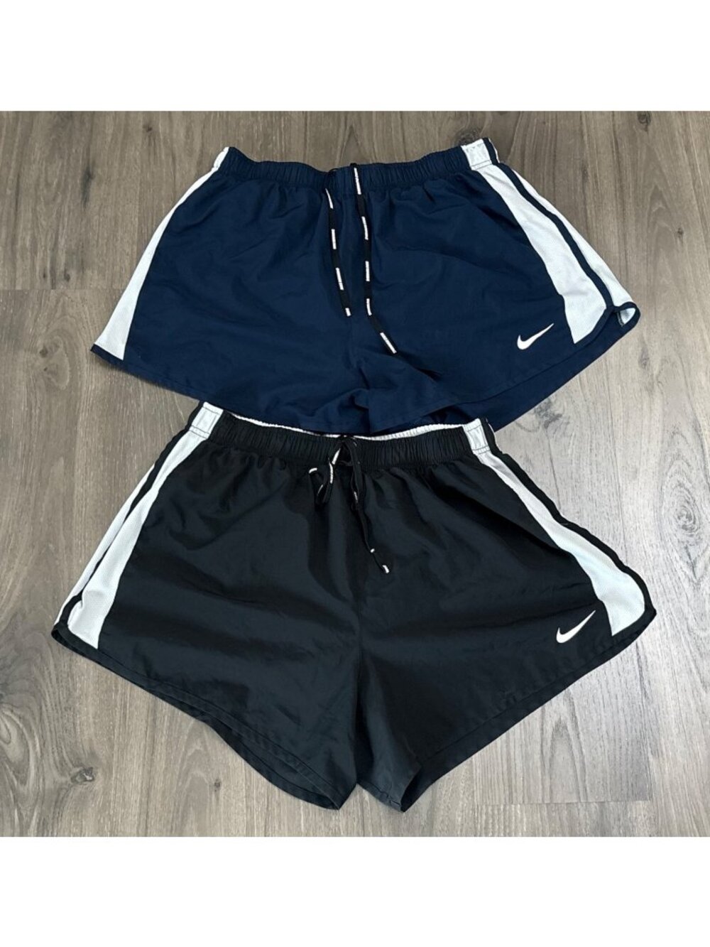 Lot 2 Nike Women's Running Shorts Black Blue XL Lined 3.5" Inseam